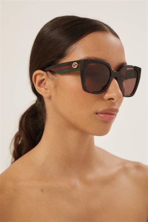 gucci eye glasses small fit havana|gucci 59mm square sunglasses.